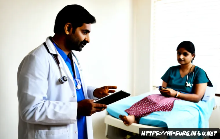 위암 치료 최신 기술 - Photorealistic modern oncology consultation in a leading Indian hospital, compassionate Indian docto...